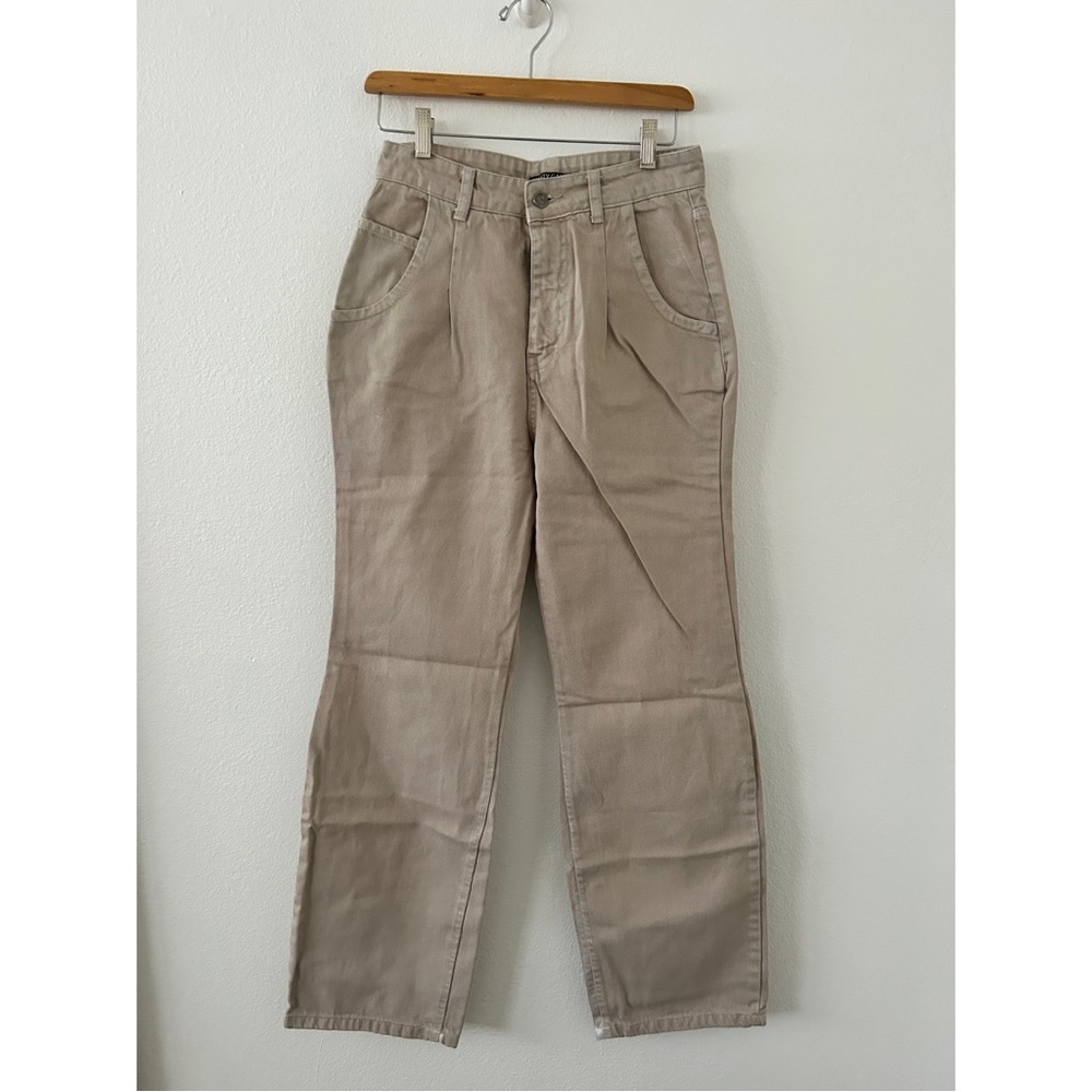 NASTY GAL Khaki high waisted straight leg pants / jeans